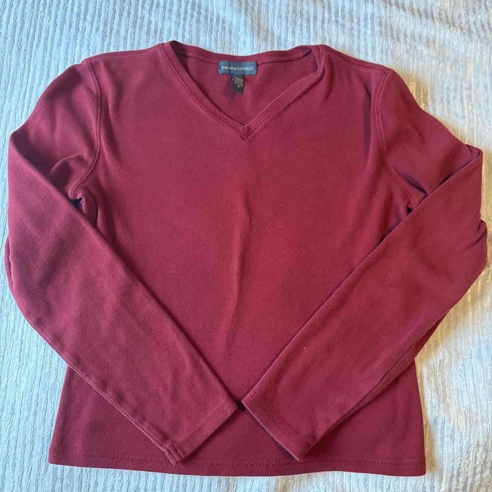 Banana Republic Red V-Neck Sweater